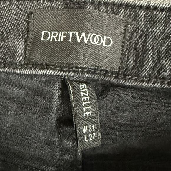 Driftwood Gizelle Jeans Women 31 Black Embroidered Floral Rose Goth Vampire - Picture 8 of 11